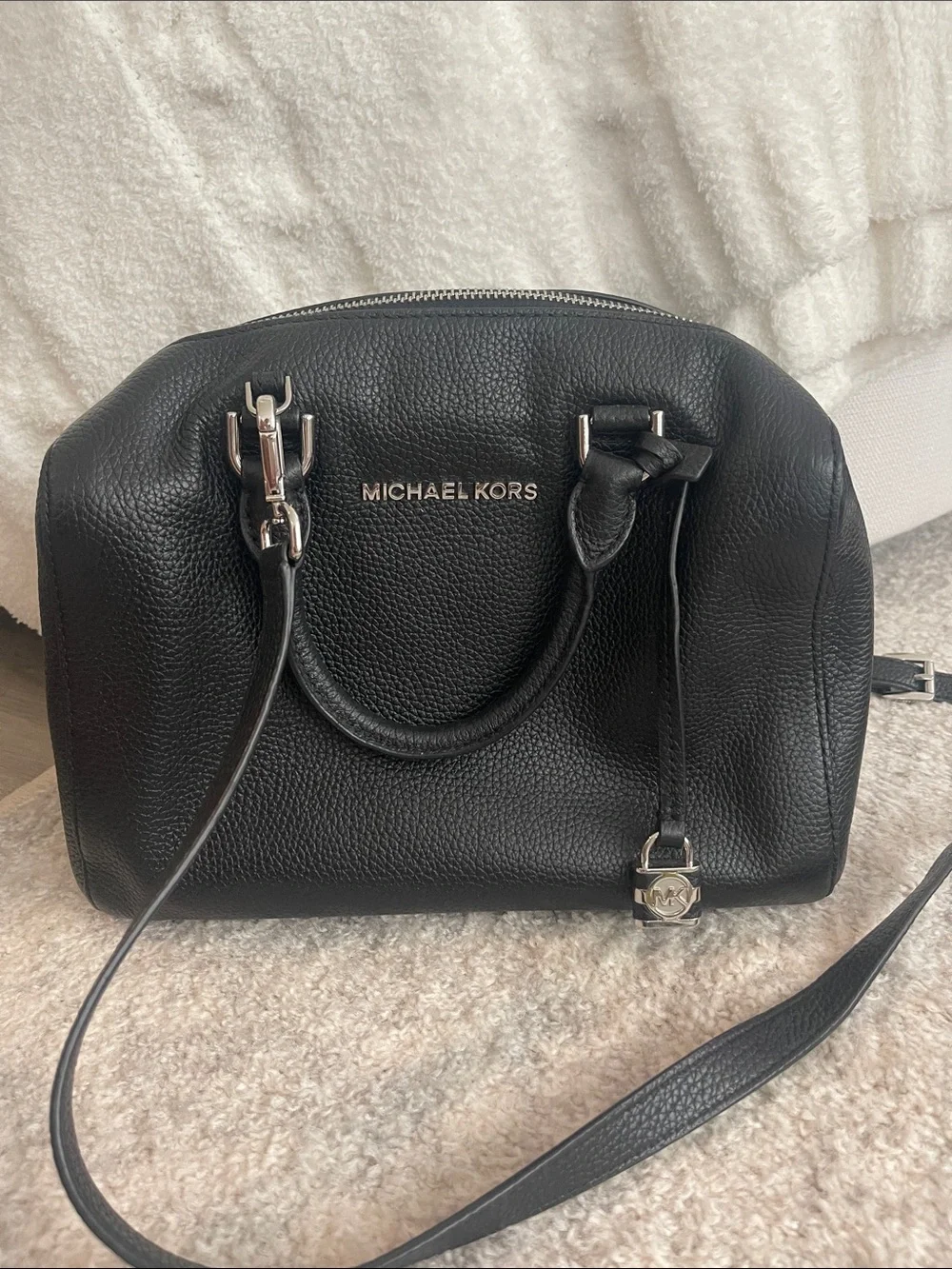 Michael Kors Black Pebbled Leather Crossbody Satchel